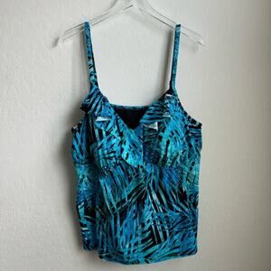 Swimsuits for All Blue Tropical Tankini Top Black 24